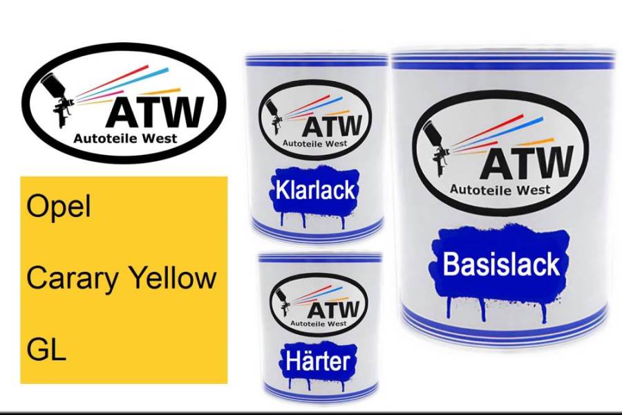 Opel, Carary Yellow, GL: 1L Lackdose + 1L Klarlack + 500ml Härter - Set, von ATW Autoteile West.